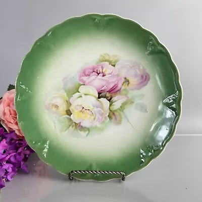 Antique Petrus Regout Maastricht Holland Cabinet Plate - Floral Green 8.5” • $13.50