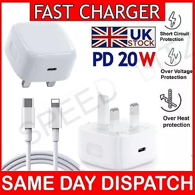 For IPhone 14 13 12 11 Pro Mini XR Max Fast Charging USB-C PD Plug Charger Cable • £7.49