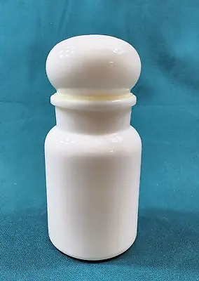 Vintage Belgium White 7  Milk Glass Spice Apothecary Jar With Lid • $15