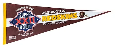 Vintage 1988 Washington Redskins Super Bowl XXII 29  NFL Football Pennant Old • $19.99