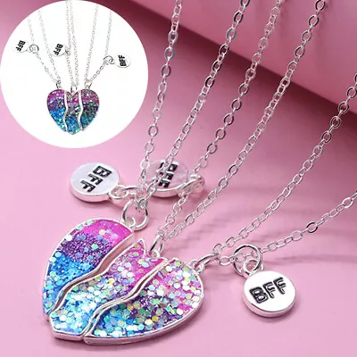 Best Friend Forever BFF 3Piece Love Break Heart Friendship Necklace Set Unisex • $11.30