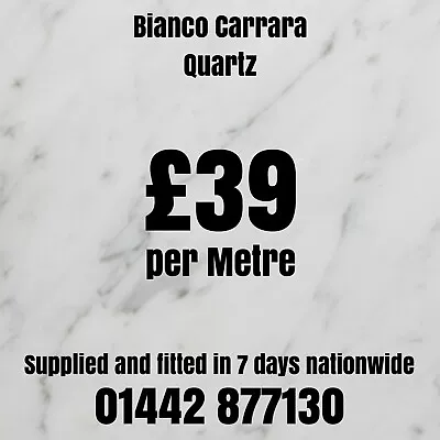 50% Off Beautiful Carrara Quartz Prem Work And Bar Tops Call Now Fit Next Day • £95