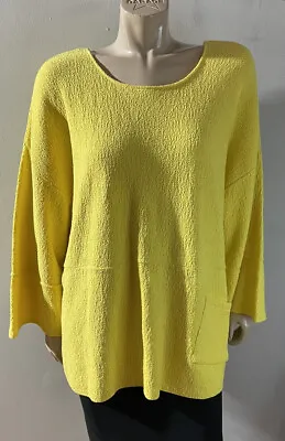 MARGARET WINTERS Tunic Sweater Women’s 1X Bright Yellow Kimono Sleeves • $15