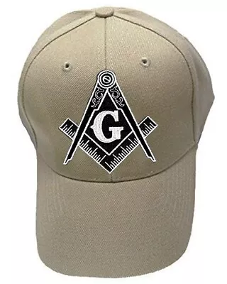 Freemason's Baseball Cap - Tan Hat With Black & White Standard Masonic Symbol • $22.99