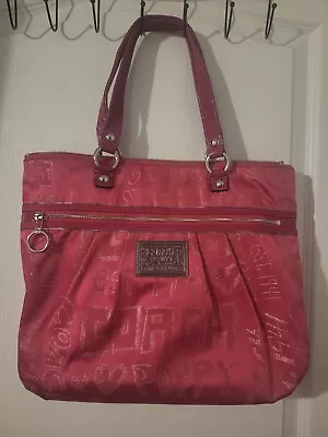 Coach Poppy Storypatch Bella Graffiti Glam Pink Large Bucket Tote Purse  • $85