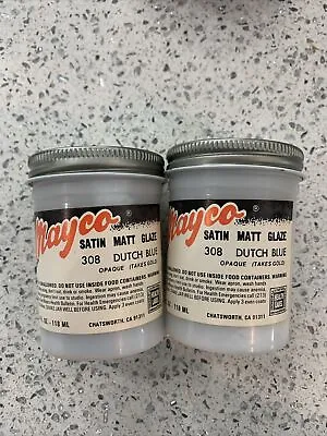 Lot Of 2 RARE VINTAGE MAYCO Satin Matt Glaze 308 Dutch Blue • $25