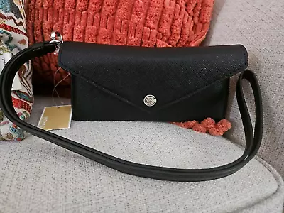 New Michael Kors Jet Set Sunglass Case W/Lanyard Black Leather • $32.99