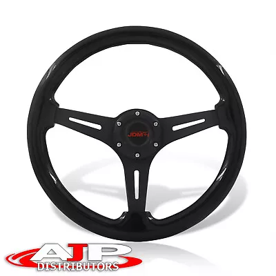 Black Wood Deep Dish Aluminum 6Bolt Universal JDM Sport 14  350mm Steering Wheel • $57.99