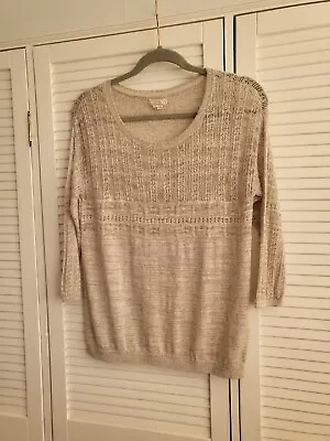 Ladies Fat Face UK8 Fine Knit Cotton/Linen Jumper Top • £12