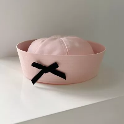 Women Girl Sailor Hat Yacht Captain Bow Pink White Cute Costume Accessory • $19.65