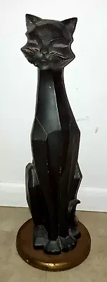 Large Cubist Black Siamese Cat Statue Vintage Figure 24  Universal Statuary • $990