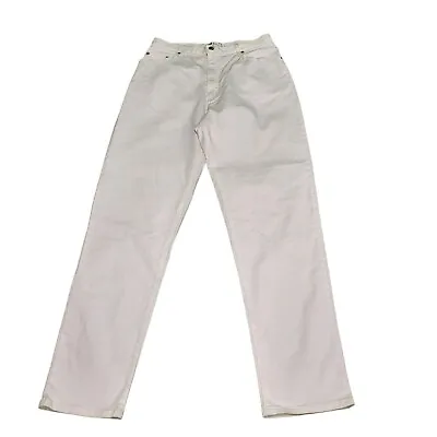 YY140 Women's Jaeger White Tapered Denim Jeans UK L W30 L30 • £29.99