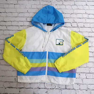 MTV Music Television Hooded Full Zip Women's Windbreaker Jacket Sz XL • $25.65