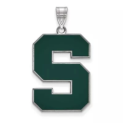 Michigan State Spartans Green School Letter Logo Pendant In Sterling Silver • $96.99