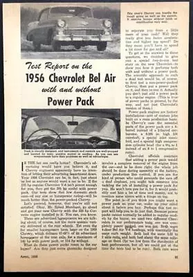 1956 Chevrolet V8 Chevy Bel Air Vintage Road Test Report • $8.99