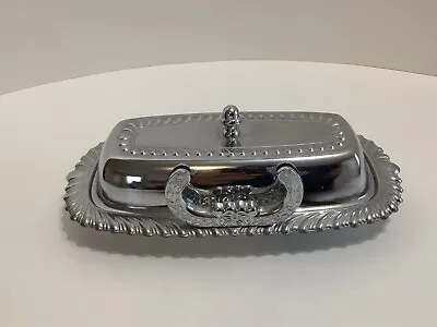 Vintage Irvinware Stainless Steel Chrome Butter Dish With Glass Insert No Knife • $11.57