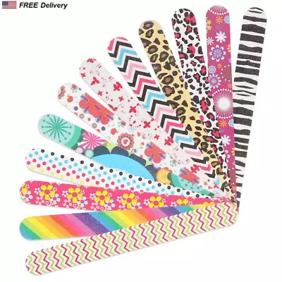 Nail Files 12 PCS Emery Boards 150/150 Grit Double Sided Colorful Manicure Tools • $7.87