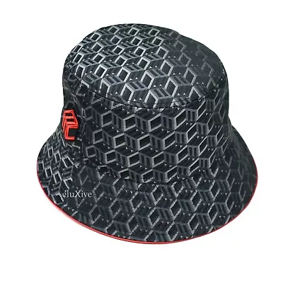 NWT $340 MCM Black Cubic Monogram Bucket Hat Gray Embroidered Men's AUTHENTIC • $229
