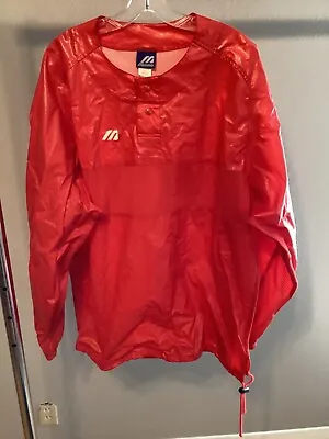 XL VTG 90s Mizuno Red Polyurethane Baseball Pullover Warmup Shirt Rain BP Jacket • $59.99