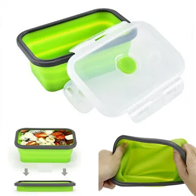 1X Foldable Food Silicone Boxs Collapsible Folding Storage Lunch BowlContainerU3 • £8.59