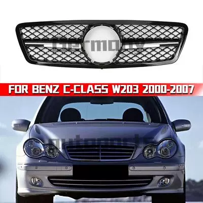 Chrome Black AMG Style Grille For Benz C-Class W203 2000-2007 C200 C230 C320 • $93