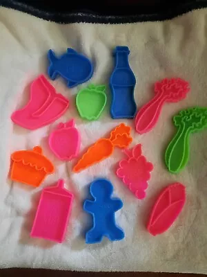 Mattel Tuff Stuff Vtg Lot Of 13 Neon Plastic Play Grocery Kitchen Food Toys 1972 • $21