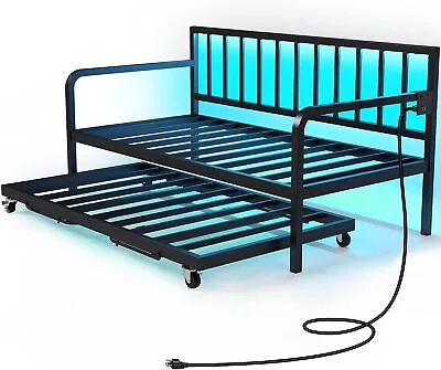 Daybed With Charging Station And LED Lights Height Adjustable Twin Daybed • $199.99