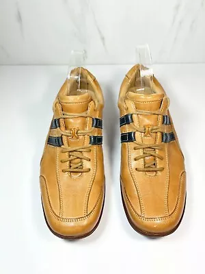 Cole Haan Casual Sneaker Style Men Sz M Cognac Brown Leather Lace Up Vibram Sole • $29.99