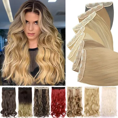 $11.60 • Buy CLEARANCE One Piece Clip In On Real Natural As Human Hair Extensions Long Thick