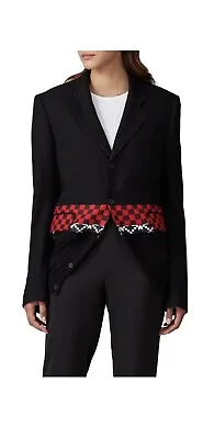 Haider Ackermann Black Red White Knitted Hem Blazer Jacket Medium • $450