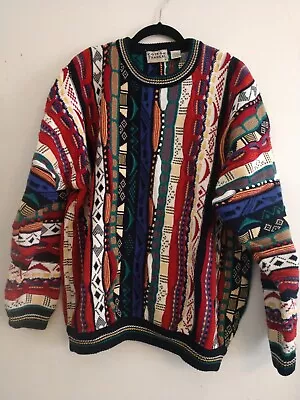 Vintage Cotton Traders Coogi Style 3D Texture Sweater Pullover 90s Hip Hop Cosby • $90.90