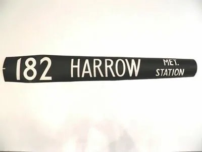 Original 1980’s Printed Linen London Bus Destination Blind 182 Harrow Met Statio • £14.75