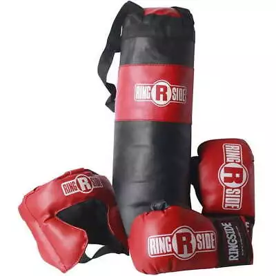 Kids Boxing Set With Mini Heavy Bag Gloves And Headgear - Black • $20.09