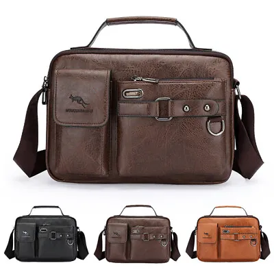 Men's Leather Cross Body Messenger Bag Shoulder Handbag Travel Work Business Bag • £13.99