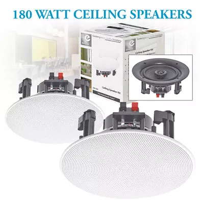 £68.99 • Buy Pair 8  Ceiling Speakers 180W Moisture Resistant With 2-Way Polymer Tweeter