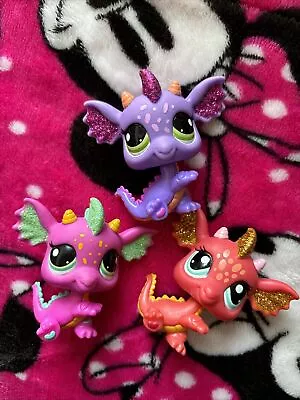 Littlest Pet Shop LPS Authentic Dragons #2660 #2484 #2663 Bundle • £59.99