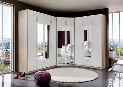 Qmax 'Space' Range German Made 3/4 Door & Corner Wardrobes.Alpine White & Oak • £120