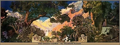 MAXFIELD PARRISH DREAM GARDEN POSTER TIFFANY WINDOW POSTER 8.5  X 24  ! • $14.95