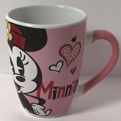 Vintage Disney Minnie Mouse Mug Yellow Flower Pink Red Heart Big Kiss Cup • $14