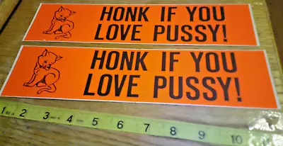 2 Original VINTAGE 70's BUMPER STICKERS Humor Honk If You Like [kitties] • $10