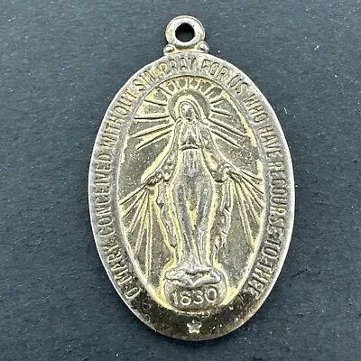 Vintage CHAPEL Sterling Silver  RELIGIOUS CHRISTIAN MARY 1830 Medal Pendant • $21.85