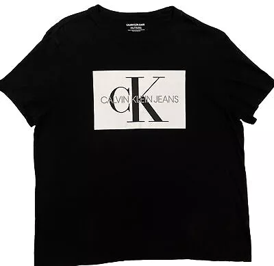 Calvin Klein Men's Monogram Big Logo Short Sleeve Crew T Shirt Black White XXL • $14.99