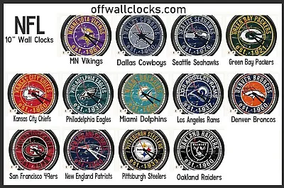 NFL Football Cowboys Seahawks Packers Rams Broncos Eagles Etc. Team Wall Clocks • $24