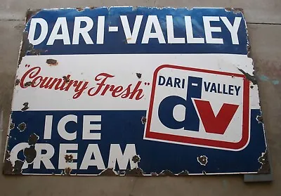 E25 - Vintage Porcelain Dari-valley Ice Cream Local Safford Arizona Sign • $1500