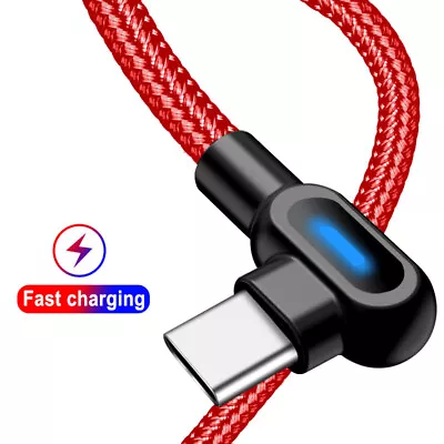 90° Right Angle Micro USB LED Fast Charging Data Sync Cable For Android Type C • $2.98