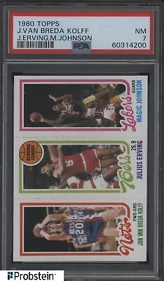 1980 Topps Basketball Magic Johnson RC Julius Erving HOF Van Breda Kolff PSA 7 • $58