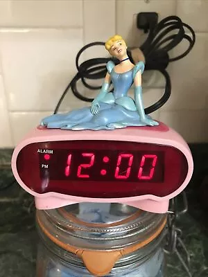 VINTAGE 90s Disney Cinderella Princess Pink Alarm Clock DC94530 - Tested Works! • $20