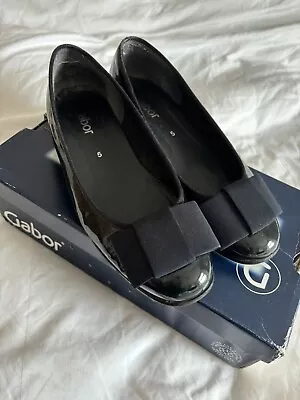 Gabor Assist Navy Patent Bow Flat Ballerina Pumps Size 5 RRP £90 • £7.50