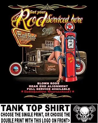 Rat Rod Roadhouse Street Hot Rod Model A Sedan Skull Service Girl Tank Top WS134 • $25.99