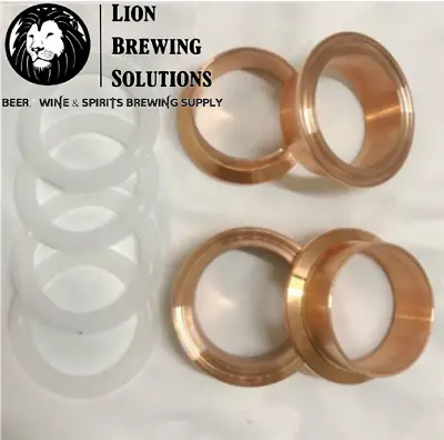 (4) 2  Copper Tri Clamp Ferrules Beer Keg Still Adapter Fits 2  Copper Pipe Qty4 • $65